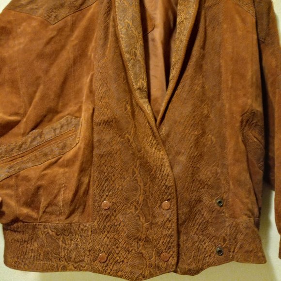 Vintage Rust Suede Bomber Jacket 80s Early 90s Oversized - Picture 3 of 16
